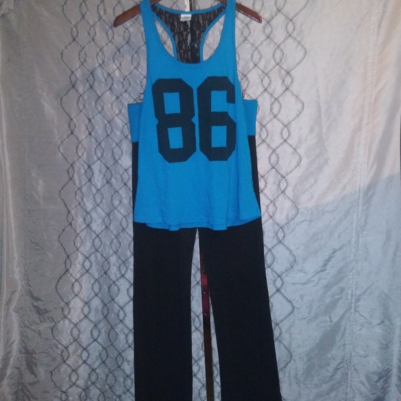 Pink Victoria's Secret Blue Tank & Yoga Pants Ser